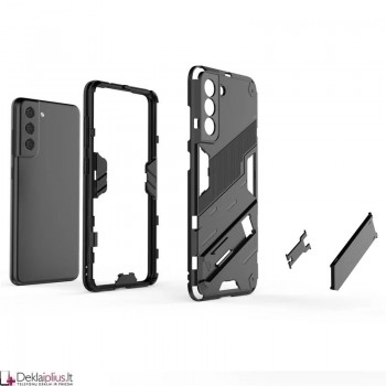 Smūgiams atsparus dėklas su kojele - juodas (Samsung S21) Smūgiams atsparus dėklas su kojele - juodas (Samsung S21)